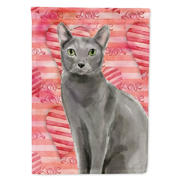 Carolines Treasures CK3046CHF Blue Russian Cat Love Flag Canvas House Size Large multicolor