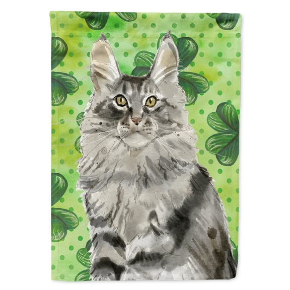 Carolines Treasures CK3064CHF Maine Coon Shamrock Flag Canvas House Size  Large multicolor