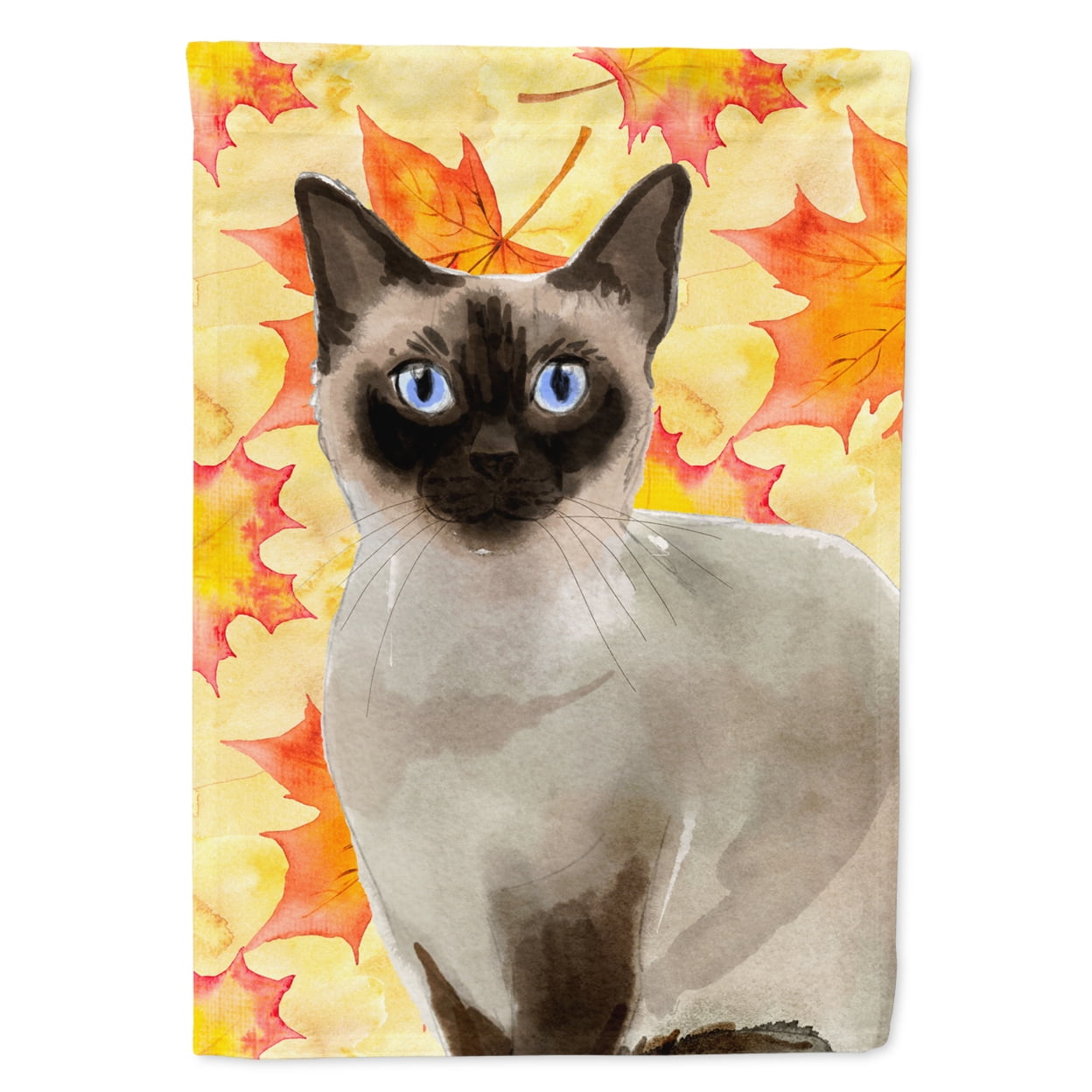 Carolines Treasures CK3084CHF Siamese Fall Leaves Flag Canvas House Size  Large multicolor