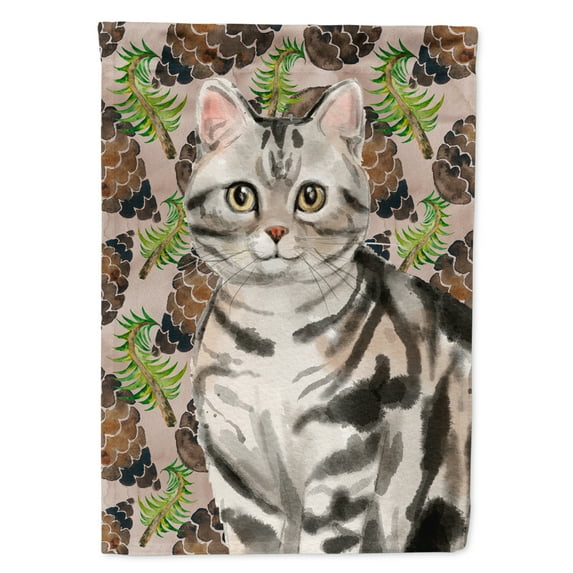 Carolines Treasures CK3089GF American Shorthair Pine Cones Flag Garden Size Small multicolor