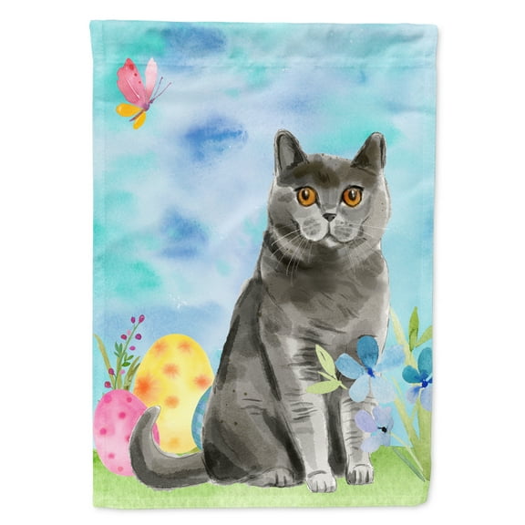 Carolines Treasures CK3138GF British Shorthair Easter Eggs Flag Garden Size Small multicolor