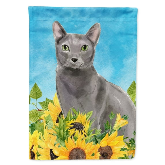 Carolines Treasures CK3151CHF Blue Russian in Sunflowers Flag Canvas House Size Large multicolor