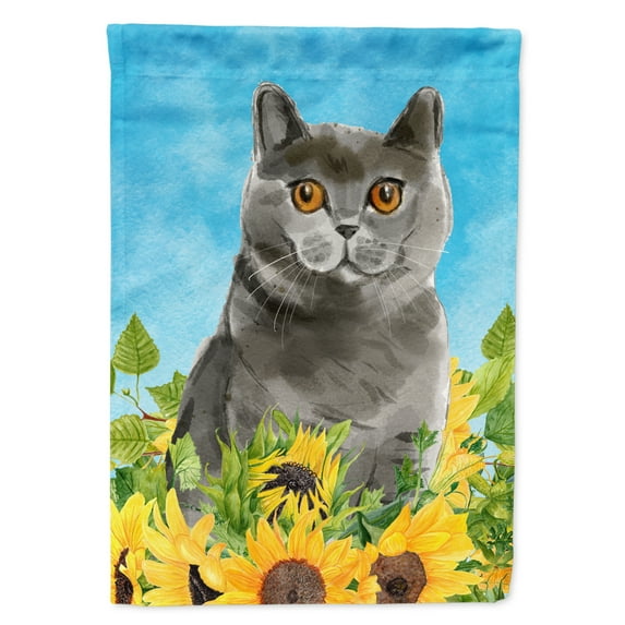 Carolines Treasures CK3153CHF British Shorthair in Sunflowers Flag Canvas House Size  Large multicolor