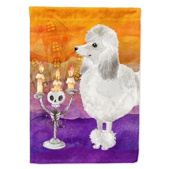 Carolines Treasures CK3220CHF Hallween Silver Poodle House Flag House Size multicolor