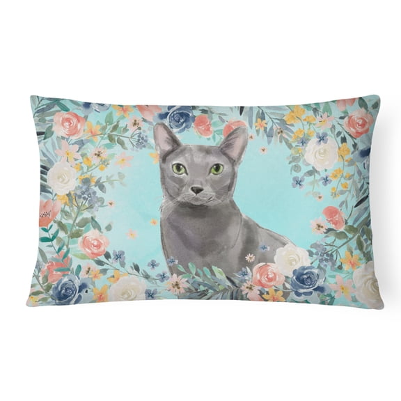 Carolines Treasures CK3390PW1216 Blue Russian Spring Flowers Canvas Fabric Decorative Pillow 12H x16W multicolor