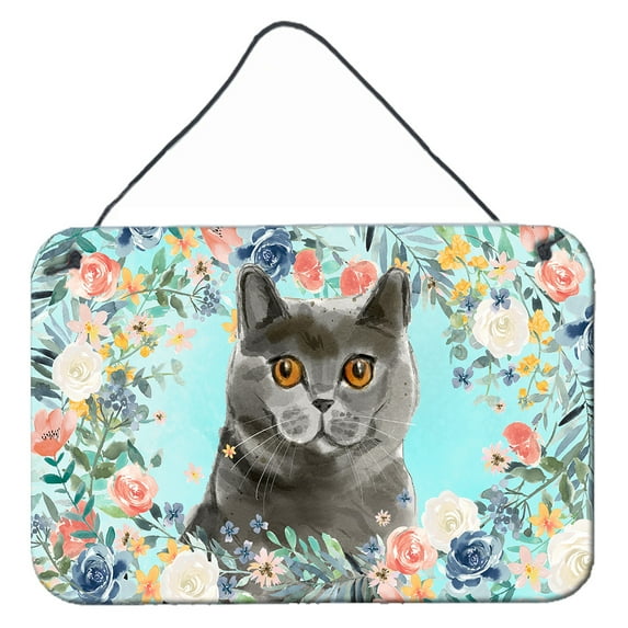 British Shorthair Spring Flowers Wall or Door Hanging Prints