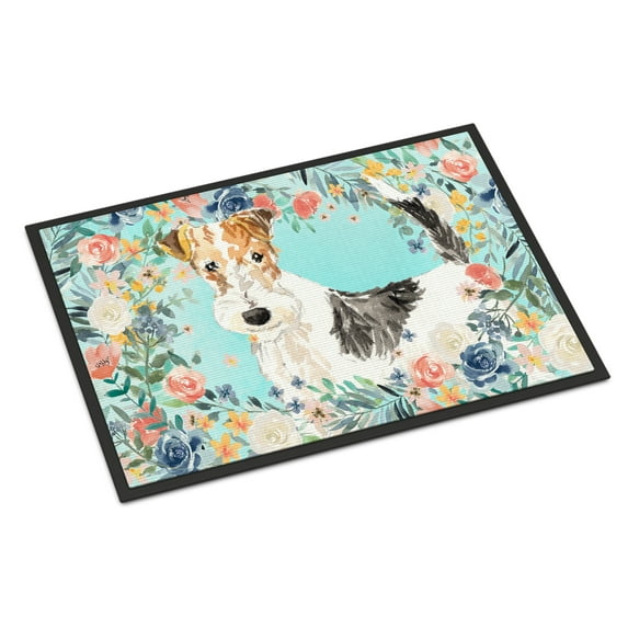 Carolines Treasures CK3402MAT Fox Terrier Door Mat Indoor Rug or Outdoor Welcome Mat 18x27 Doormat 27"L x 18"W