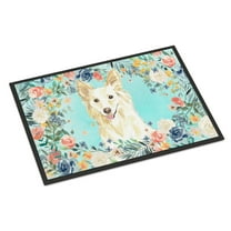 Carolines Treasures CK3403MAT White Collie Door Mat Indoor Rug or Outdoor Welcome Mat 18x27 Doormat 27"L x 18"W