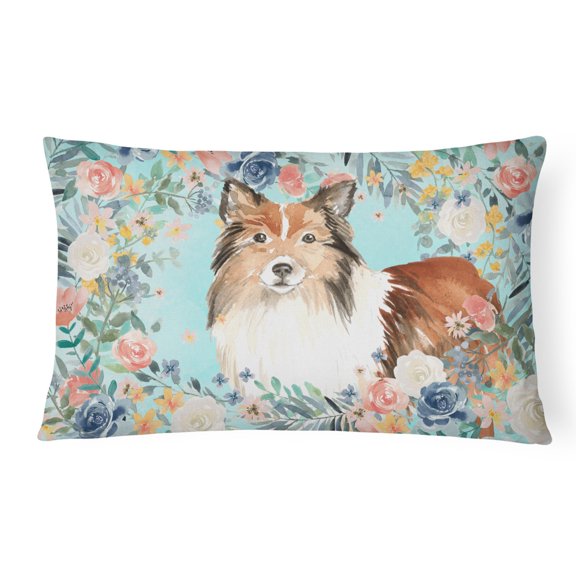 Carolines Treasures CK3411PW1216 Sheltie Canvas Fabric Decorative Pillow 12H x16W multicolor