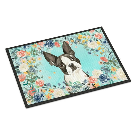 Carolines Treasures CK3433JMAT Boston Terrier Door Mat Indoor Rug or Outdoor Welcome Mat 24x36 Doormat 36"L x 24"W