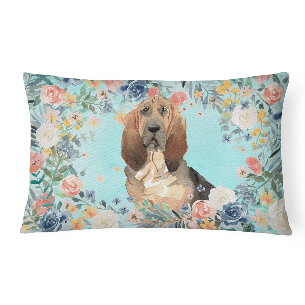 Carolines Treasures CK3434PW1216 Bloodhound Canvas Fabric Decorative Pillow 12H x16W multicolor
