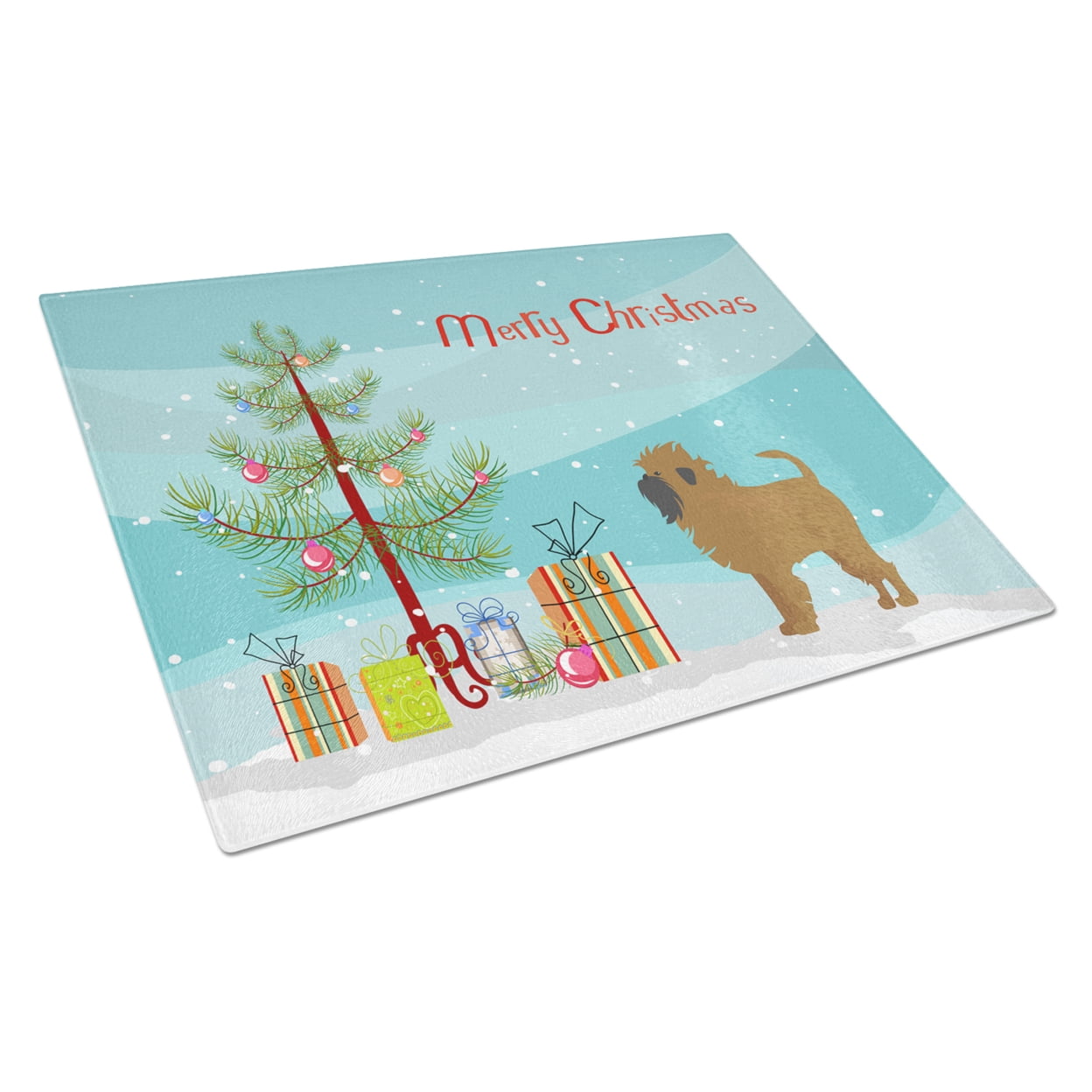 Carolines Treasures CK3439LCB Tan Affenpinscher Christmas Tree Glass Cutting Board Large 12H x 16W multicolor