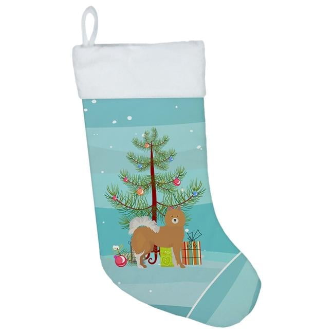 Carolines Treasures CK3451CS Brown & White Elo Dog Christmas Tree Christmas Stocking