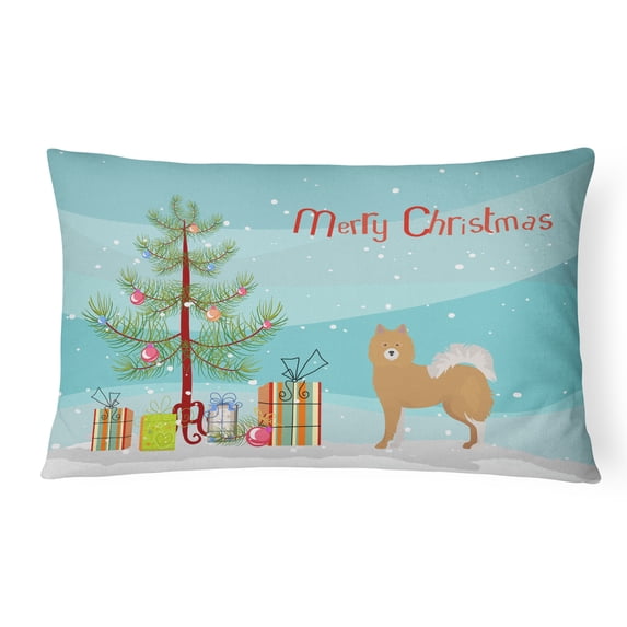 Carolines Treasures CK3451PW1216 Brown and White Elo dog Christmas Tree Canvas Fabric Decorative Pillow, 12H x16W,