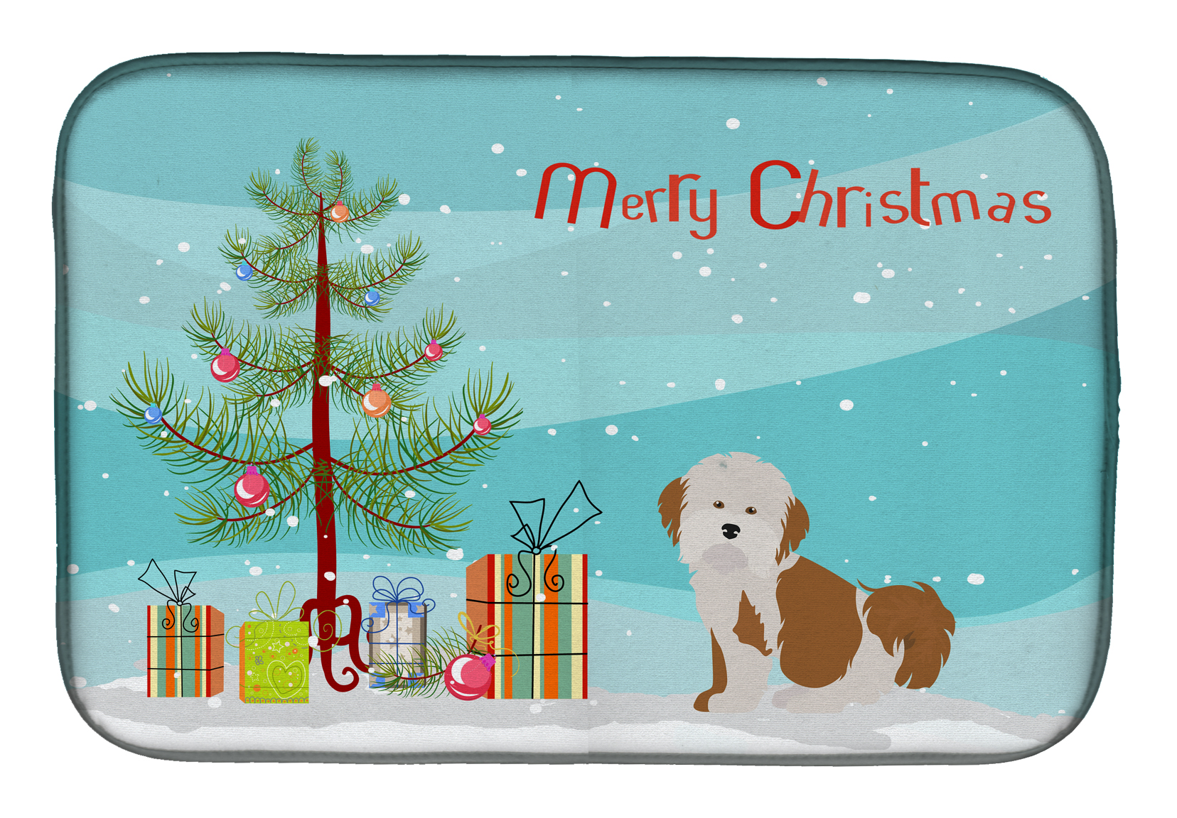 Havanese Christmas Tree Dish Drying Mat