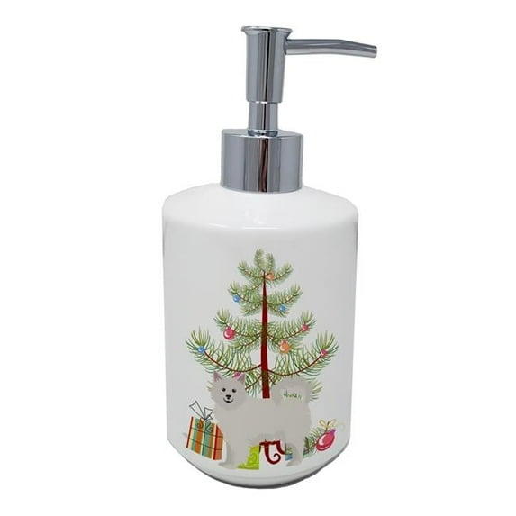 Carolines Treasures CK3461SOAP 7 x 3.5 in. Unisex Italian Spitz Christmas Tree Ceramic Soap Dispenser