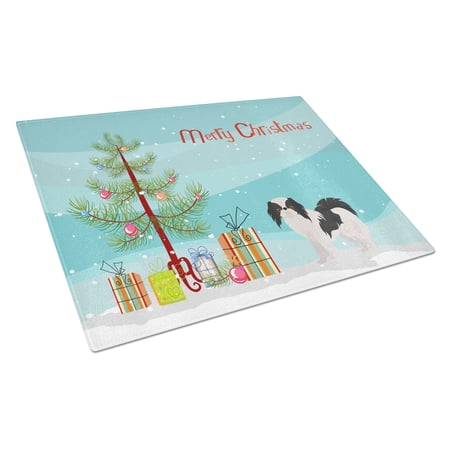 Carolines Treasures CK3462LCB Japanese Chin Christmas Tree Glass Cutting Board Large, 12H x 16W, multicolor