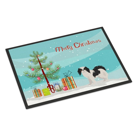 Carolines Treasures CK3462MAT Japanese Chin Christmas Tree Door Mat Indoor Rug or Outdoor Welcome Mat 18x27 Doormat 18H