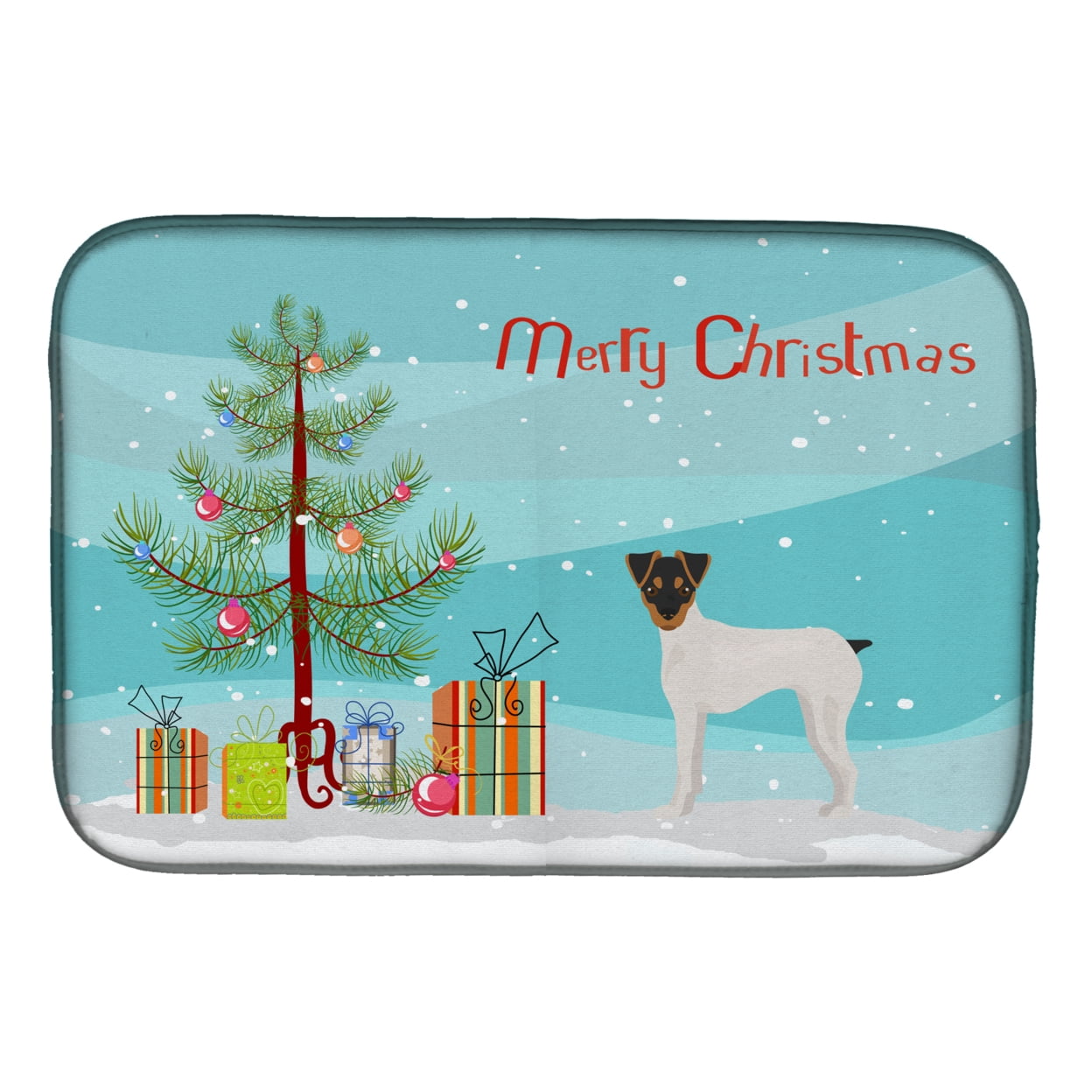 Carolines Treasures CK3464DDM Japanese Terrier Christmas Tree Dish Drying Mat 14 x 21" multicolor