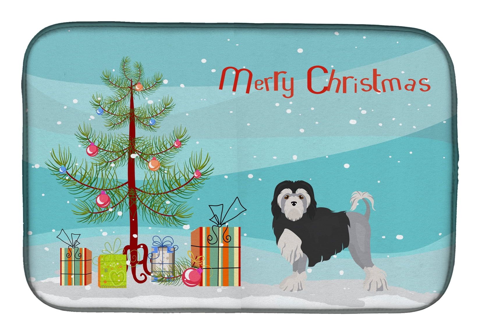 L�wchen or Little Lion Dog Christmas Tree Dish Drying Mat