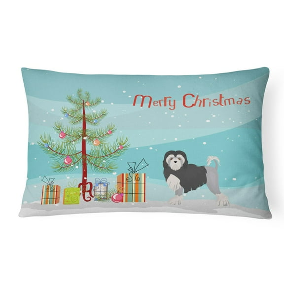 Carolines Treasures CK3470PW1216 Lowchen or Little Lion Dog Christmas Tree Canvas Fabric Decorative Pillow, 12H x16W,