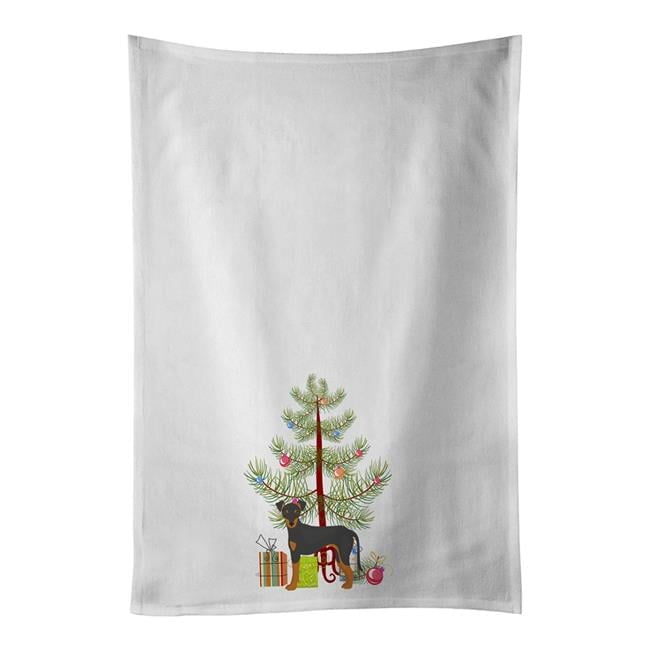 Carolines Treasures CK3472WTKT 28 x 19 in. Unisex Manchester Terrier Christmas Tree White Dish Towels Kitchen Towel - Set of 2