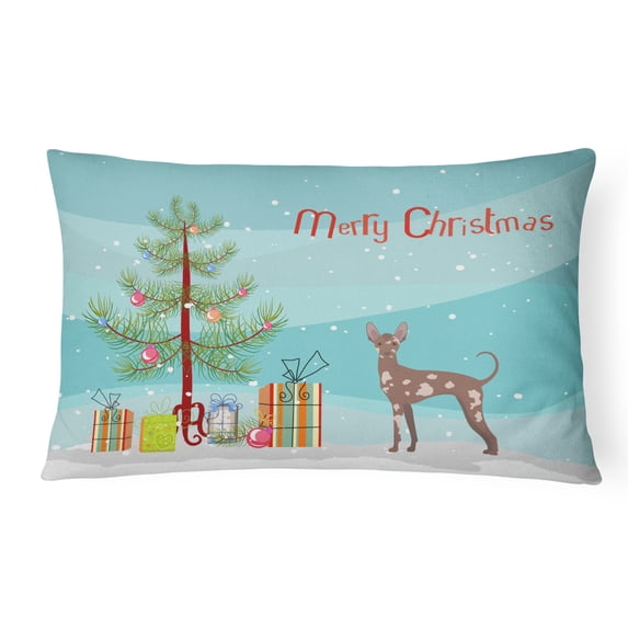 Carolines Treasures CK3473PW1216 Mexican Hairless Dog Christmas Tree Canvas Fabric Decorative Pillow, 12H x16W,
