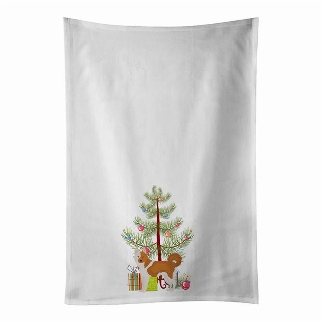 Carolines Treasures CK3475WTKT 28 x 19 in. Unisex Nordic Spitz Christmas Tree White Dish Towels Kitchen Towel - Set of 2