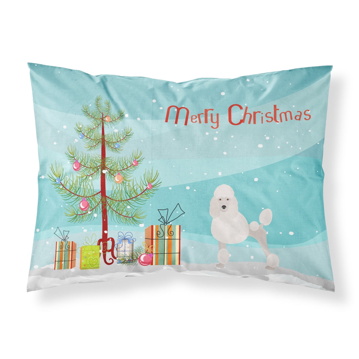 Carolines Treasures CK3478PILLOWCASE Miniature Poodle Christmas Tree Fabric Standard Pillowcase Standard multicolor