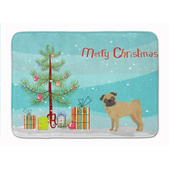 Pug Christmas Tree Machine Washable Memory Foam Mat