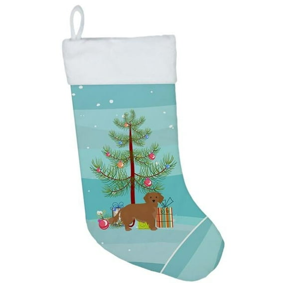 Caroline's Treasures Small Greek Domestic Dog Kokoni Multi-color Christmas Stocking, with Soft Suede Fabric 18"
