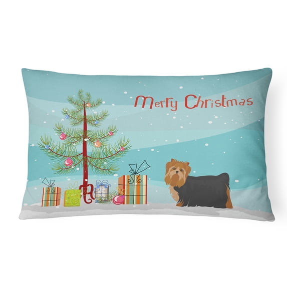 Carolines Treasures CK3490PW1216 Yorkshire Terrier Christmas Tree Canvas Fabric Decorative Pillow, 12H x16W, multicolor