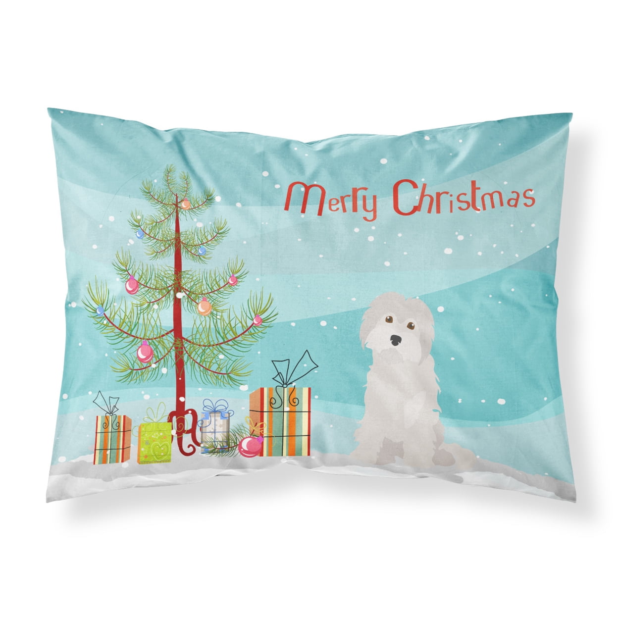 Maltese #2 Christmas Tree Fabric Standard Pillowcase