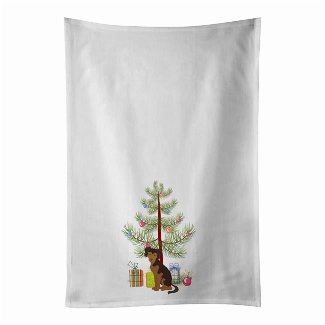 Carolines Treasures CK3506WTKT 28 x 19 in. Unisex Persian Style Chihuahua Christmas Tree White Dish Towels Kitchen Towel - Set of 2