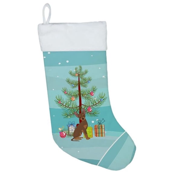 Caroline's Treasures Prague Ratter Multi-color Christmas Stocking, with Soft Suede Fabric 18"