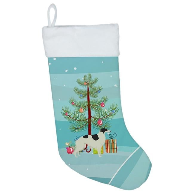 Borzoi Christmas Tree Suede Feel Decorative Stocking