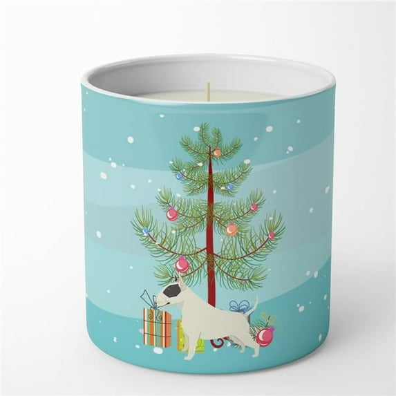 Carolines Treasures CK3527CDL 3.75 x 3.25 in. Unisex Black & White Bull Terrier Christmas Tree 10 oz Decorative Soy Candle