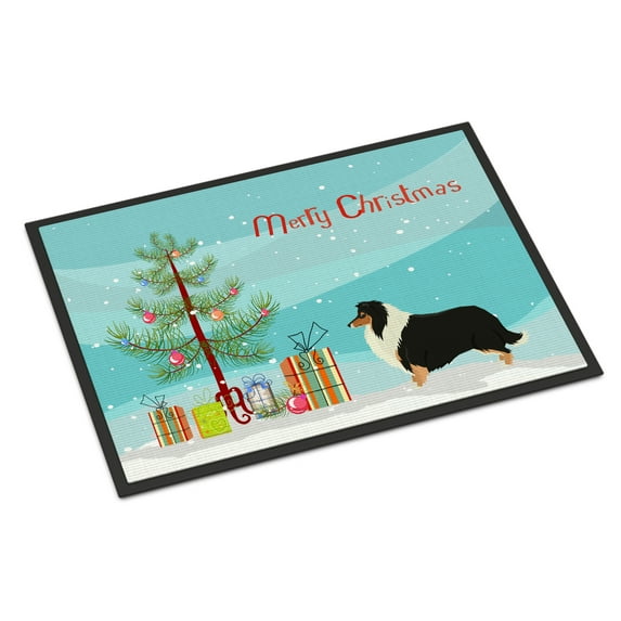 Carolines Treasures CK3532JMAT Collie Christmas Tree Door Mat Indoor Rug or Outdoor Welcome Mat 24x36 Doormat 36"L x