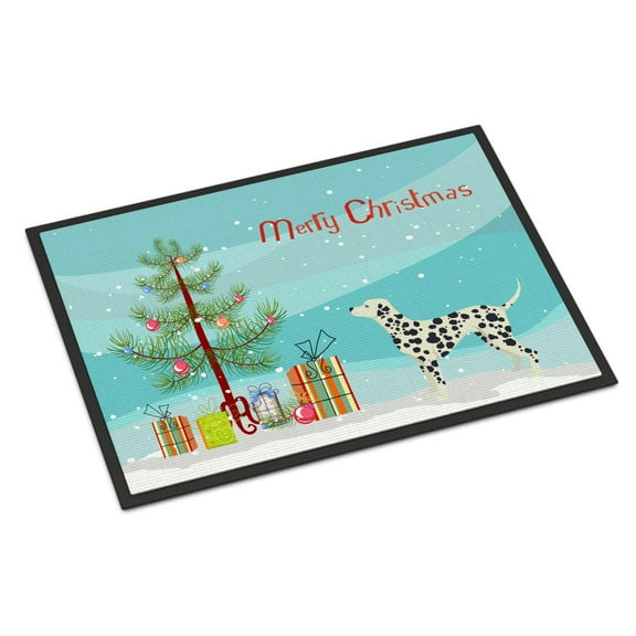 Carolines Treasures CK3534MAT Dalmatian Christmas Tree Door Mat Indoor Rug or Outdoor Welcome Mat 18x27 Doormat 27"L x
