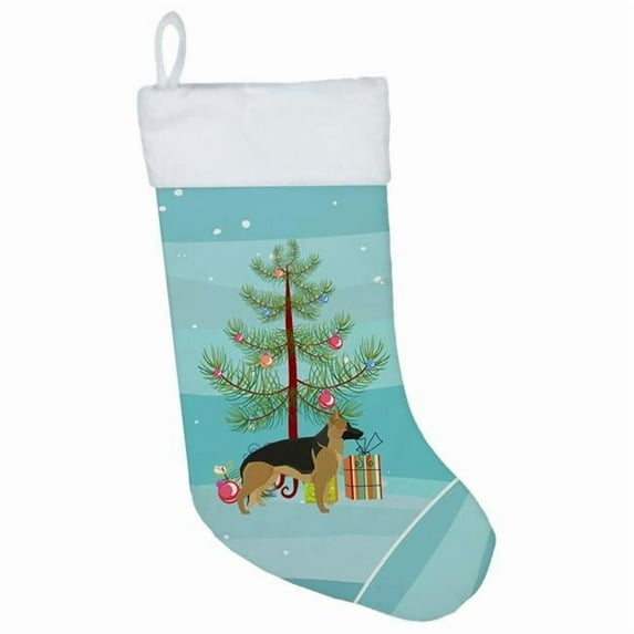 Caroline's Treasures German Shepherd Multi-color Christmas Stocking, with Soft Suede Fabric 18"