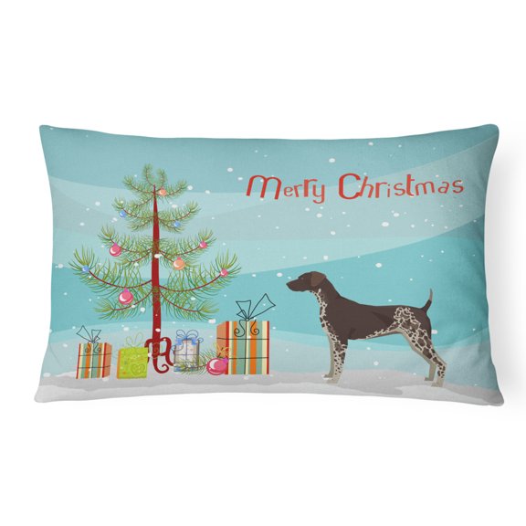 Carolines Treasures CK3541PW1216 German Shorthaired Pointer Christmas Tree Canvas Fabric Decorative Pillow, 12H x16W,