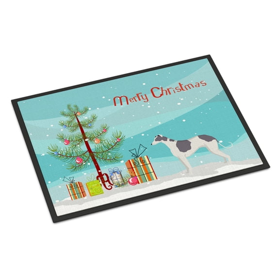 Carolines Treasures CK3543MAT Greyhound Christmas Tree Door Mat Indoor Rug or Outdoor Welcome Mat 18x27 Doormat 27"L x