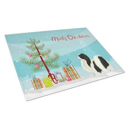 Carolines Treasures CK3548LCB Japanese Chin Christmas Tree Glass Cutting Board Large, 12H x 16W, multicolor