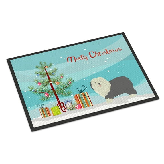 Old English Sheepdog Christmas Tree Door Mat