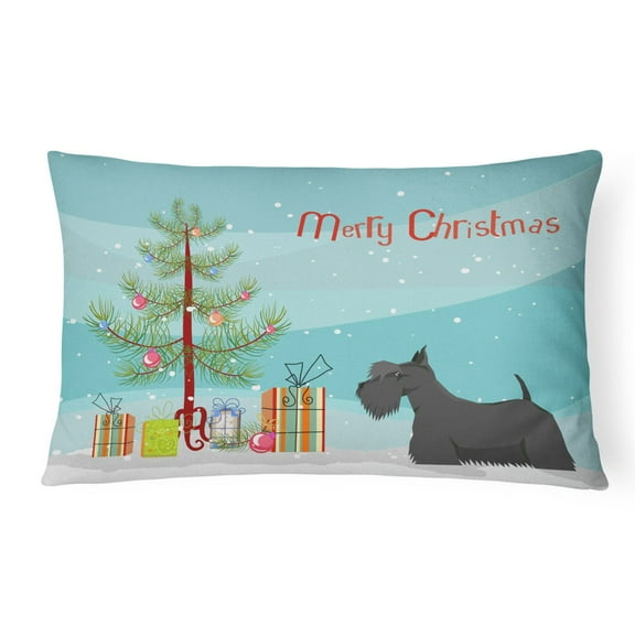 Carolines Treasures CK3560PW1216 Scottish Terrier Christmas Tree Canvas Fabric Decorative Pillow