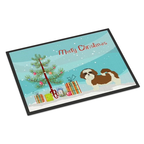 Carolines Treasures CK3563MAT Shih Tzu Christmas Tree Door Mat Indoor Rug or Outdoor Welcome Mat 18x27 Doormat 27"L x
