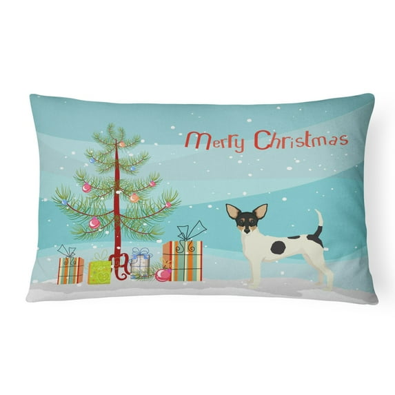 Carolines Treasures CK3567PW1216 Toy Fox Terrier Christmas Tree Canvas Fabric Decorative Pillow, 12H x16W, multicolor