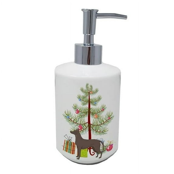 Carolines Treasures CK3570SOAP 7 x 3.5 in. Unisex Mexican Hairless Dog Xolo Christmas Tree Ceramic Soap Dispenser