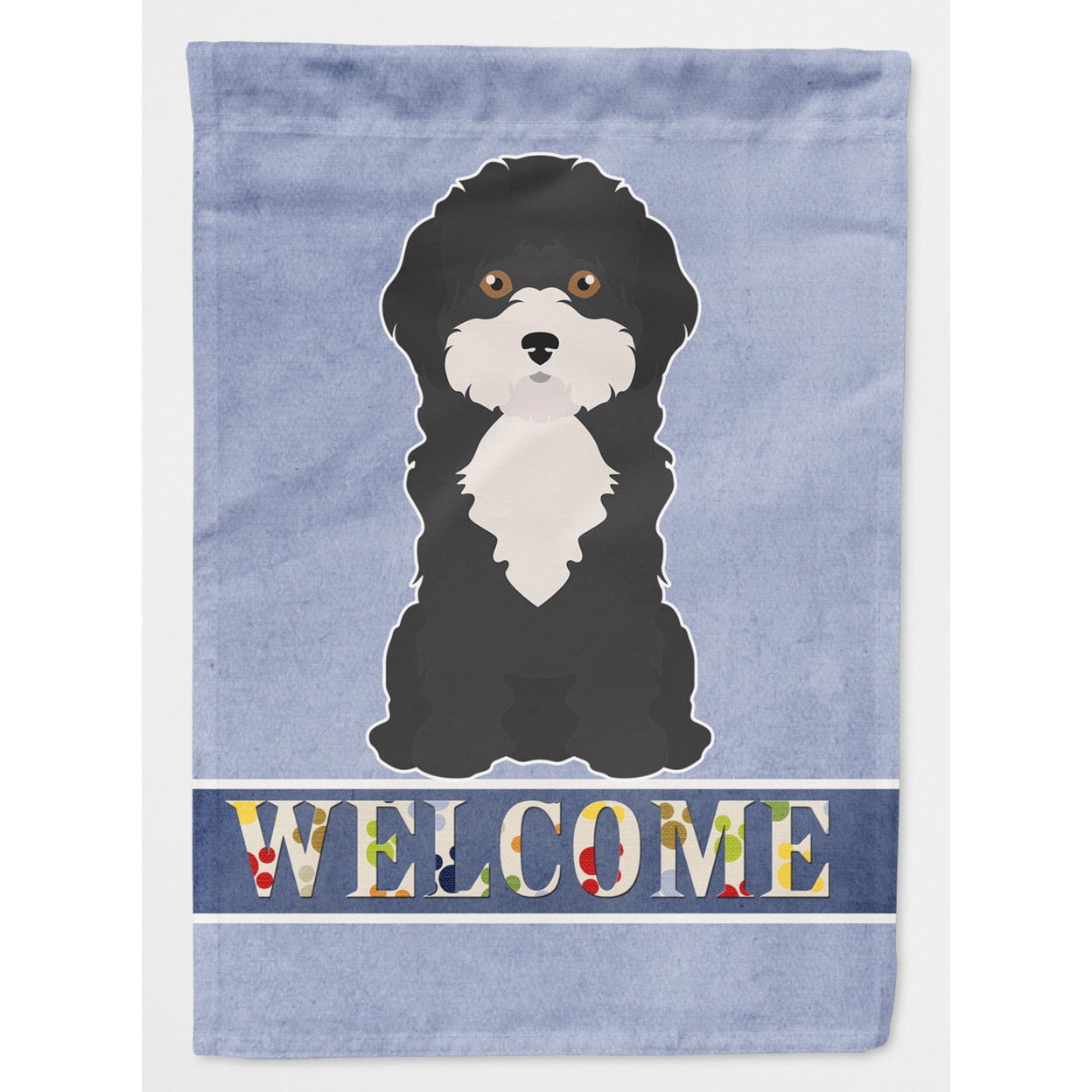 Carolines Treasures CK3689CHF Black and White Cyprus Poodle Welcome Flag Canvas House Size  Large multicolor