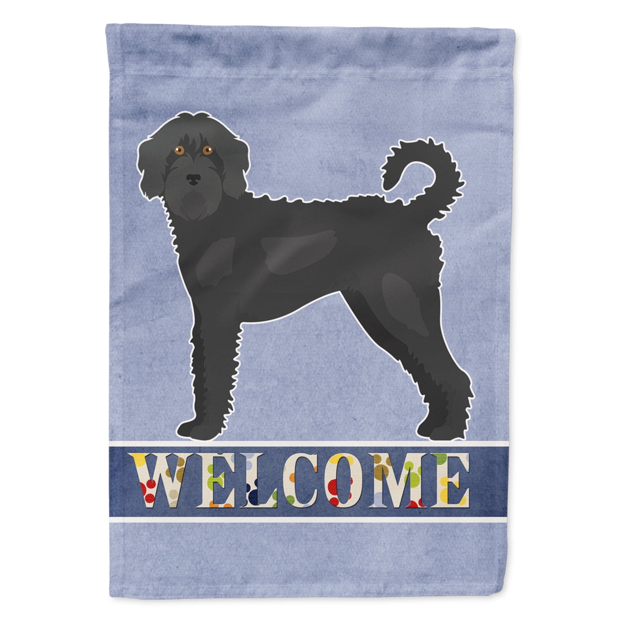 Black Labradoodle Welcome Garden Flag